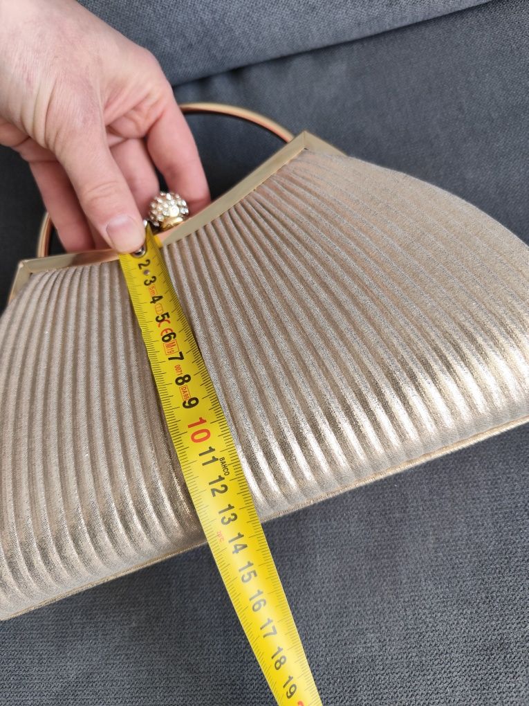Złota szampańska kopertówka elegancka wieczorowa wizytowa koktajlowa