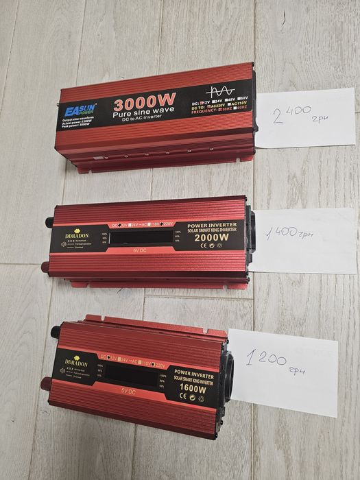 Інвертор 12в/24в -  220в  800, 1000, 2000, 8000 ват