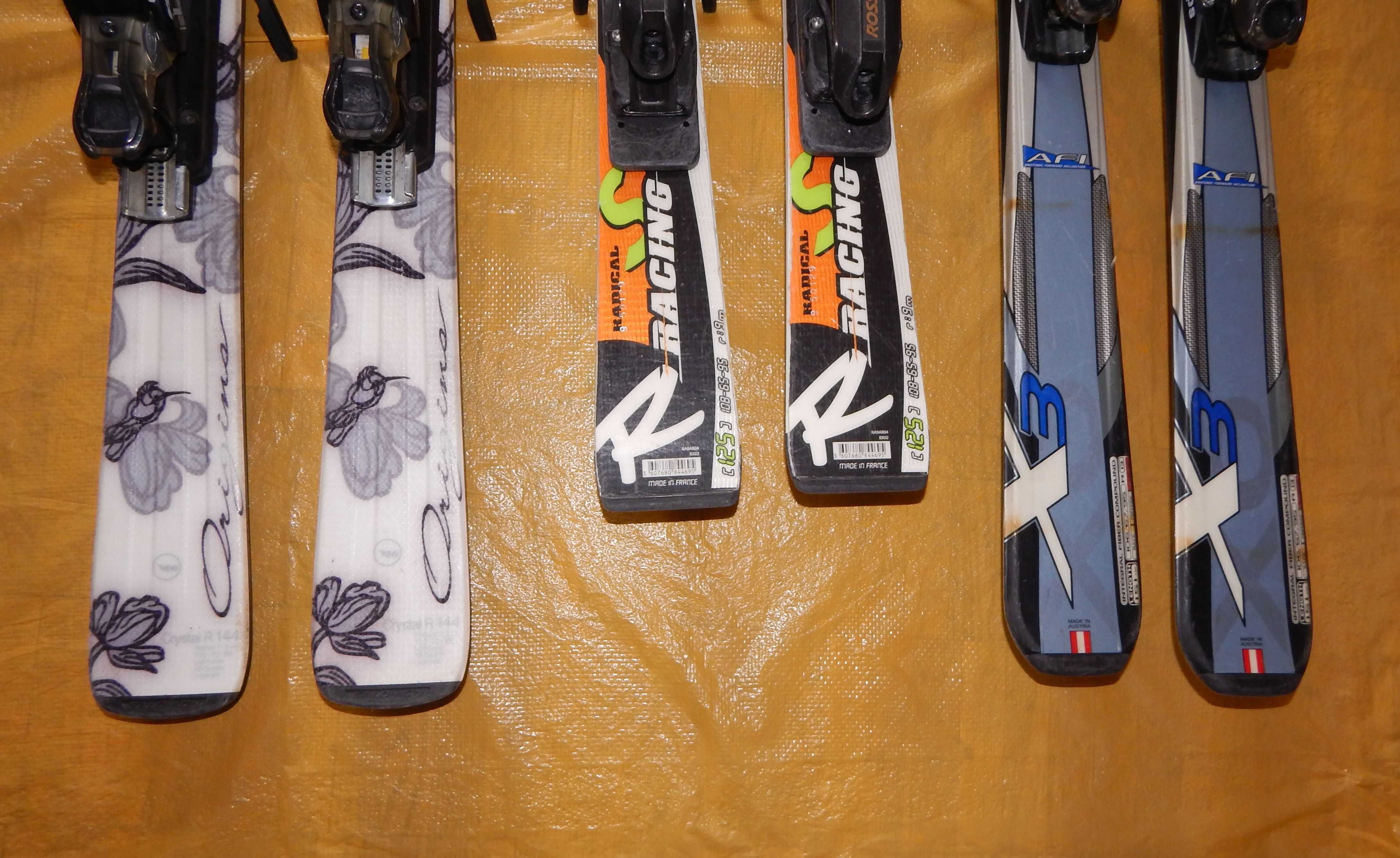 Горные лыжи с креплениями 125 см, 144 см, 151 см, Salomon, Rossignol