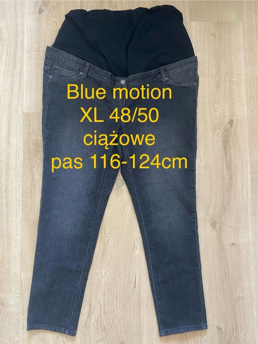 Blue motion XL 48 50 czarne szare spodnie ciążowe jeansy dżinsy
