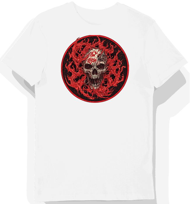 Koszulka męska biała z motywem kultowej kapeli metalowej M