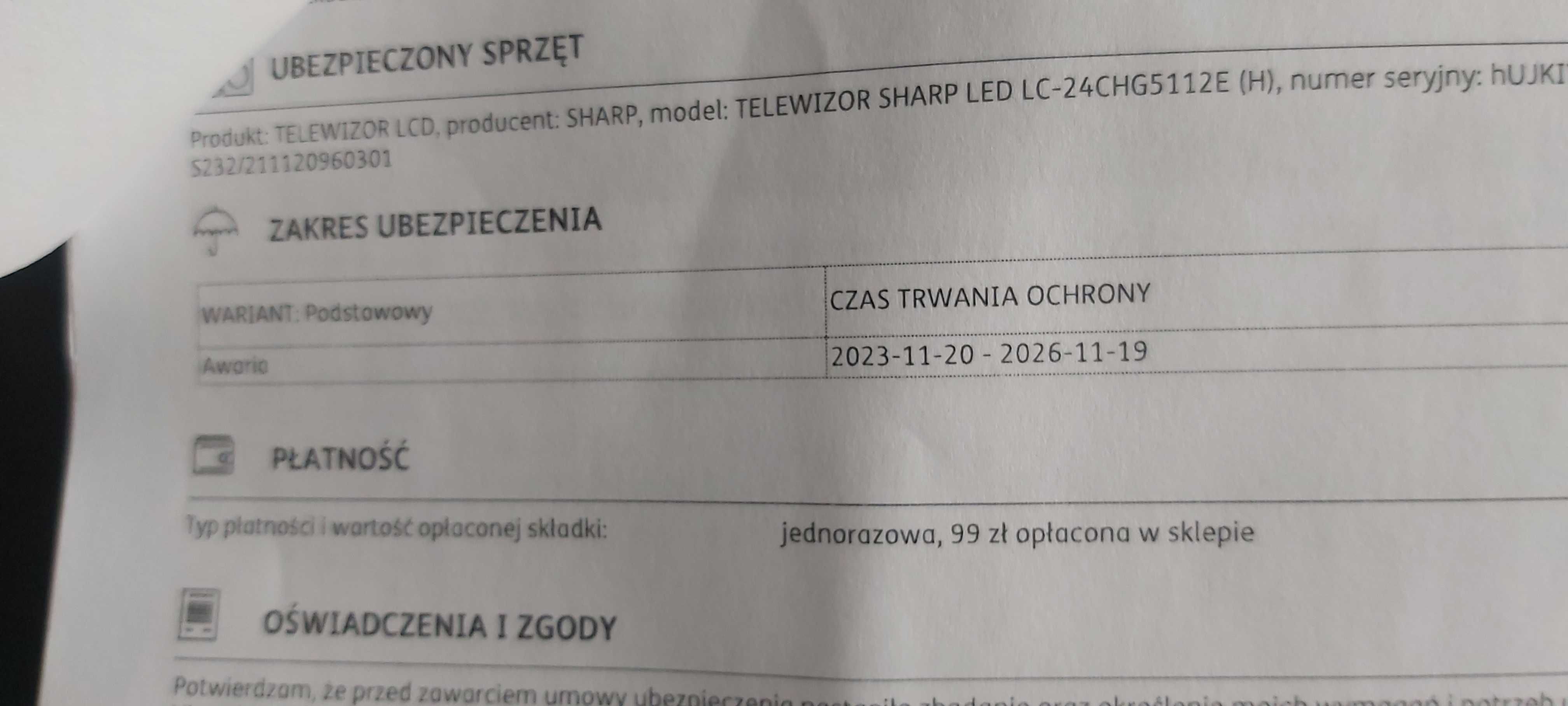 Telewizor Sharp LC-24CHG5112E - 24" - HD gwarancja