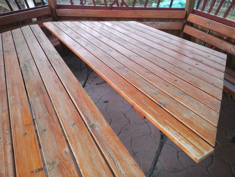 Zestaw ogrodowy stół + 5 ławek