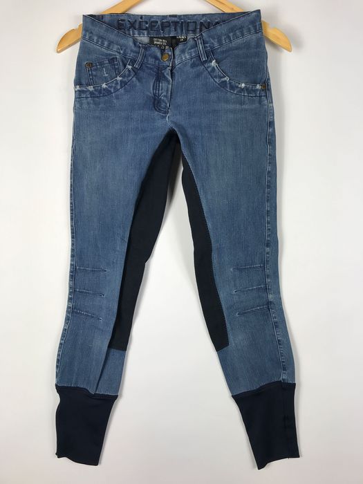 S2299 Bryczesy EA.ST r.34 pełny lej jeans brokatowe koniki