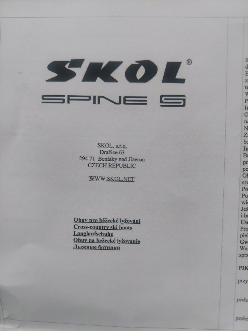 Komplet narty biegowe 160cm, buty r.36, kije SKOL jak nowe