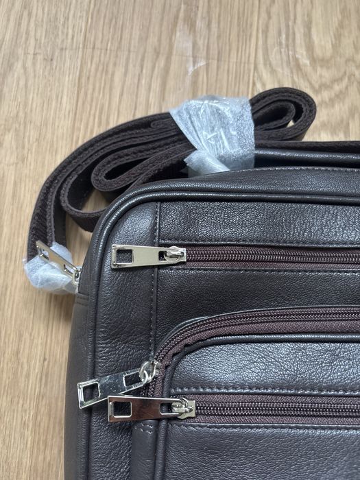 Torba męska skórzana na ramię i do ręki do pracy brązowy T-126-BR