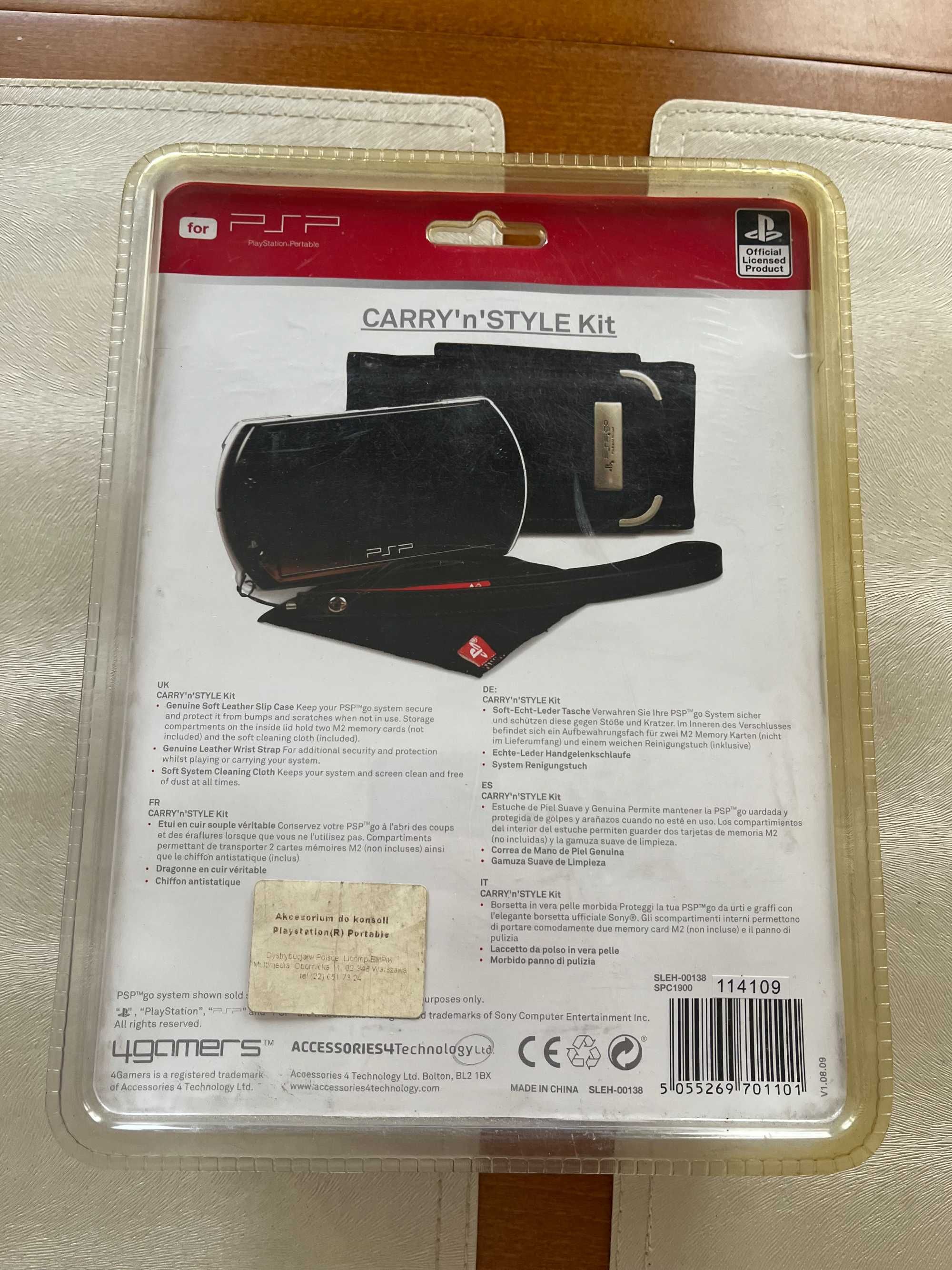 Oryginalne skórzane etui do konsoli PSP Go + smycz + ściereczka