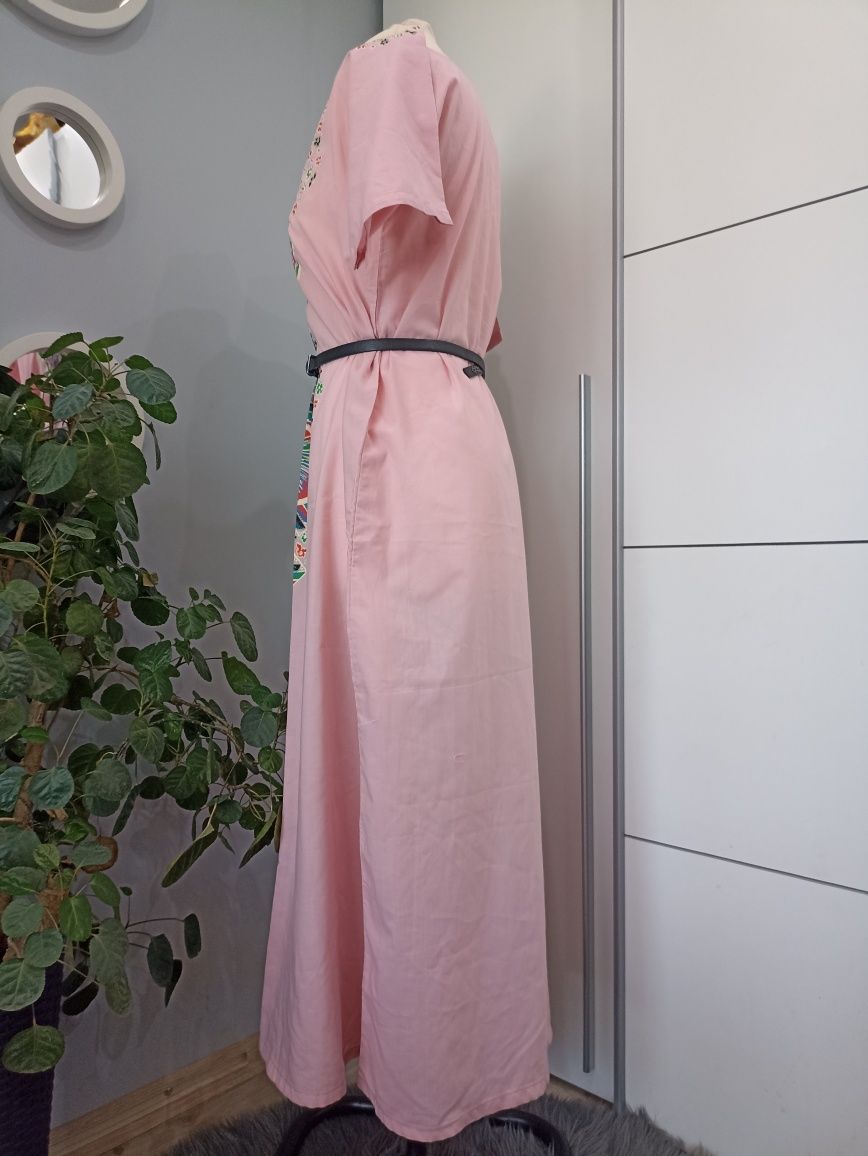 Dluga pastelowa sukienka z bawełny, rozm L/XL