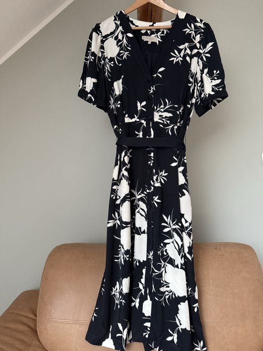 Sukienka Hobbs czarno biała wiskoza 42/XL