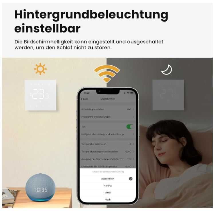 Inteligentny termostat WIfi MIUCDA WT410-16A-W, elektryczne ogrzewanie