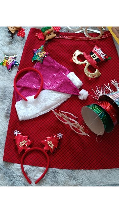 Opaska świąteczna okulary czapka holigraficzna strój