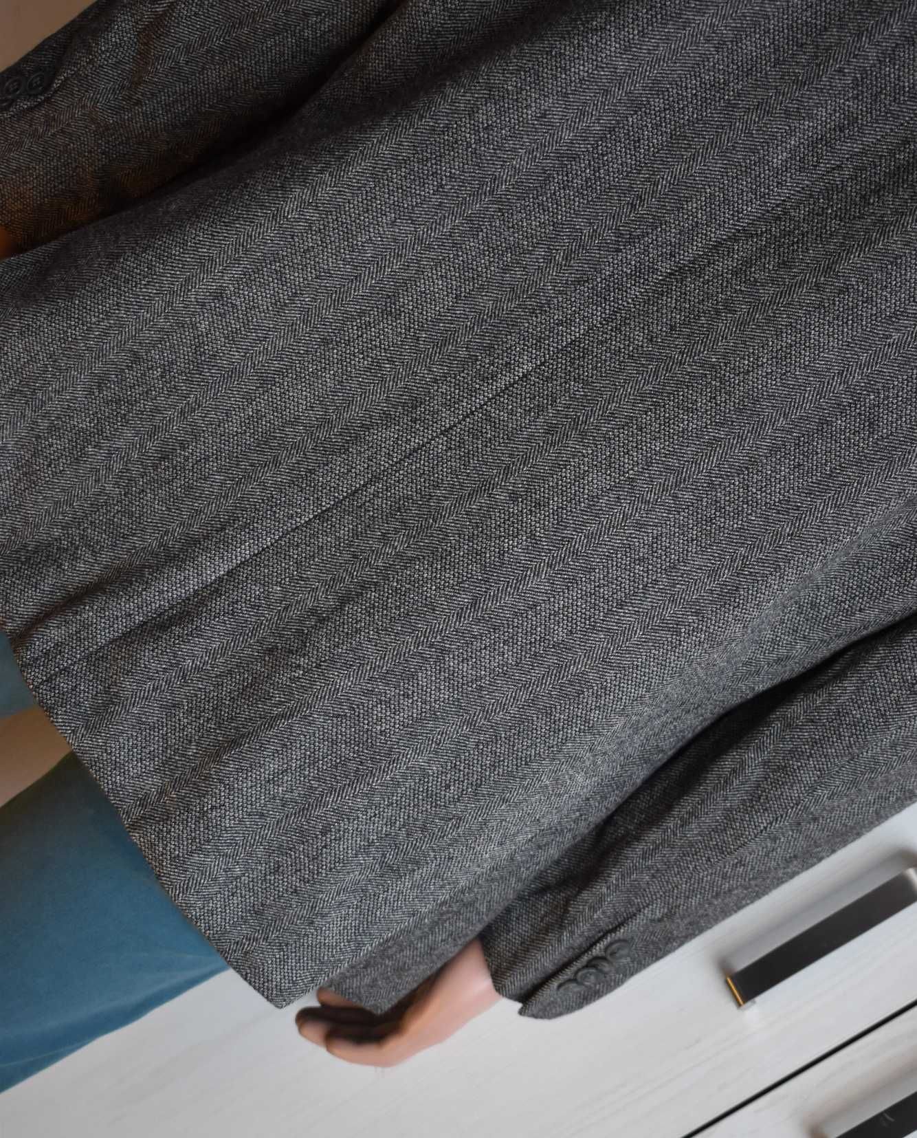 Marynarka wełniana XL XXL blazer wełna 100% elegancka biurowa jodełka