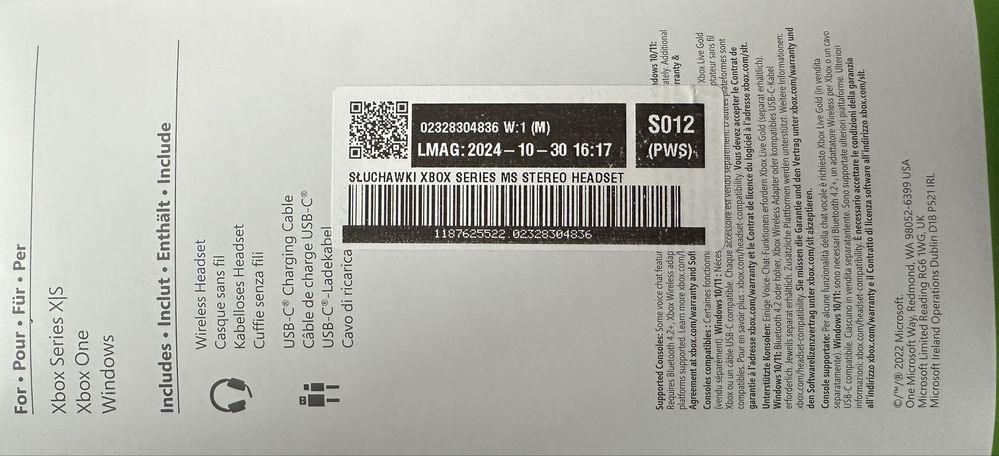 Słuchawki Xbox Microsoft bezprzewodowe