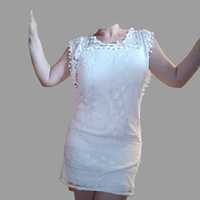 Biała letnia sukienka koronka mini BOHO