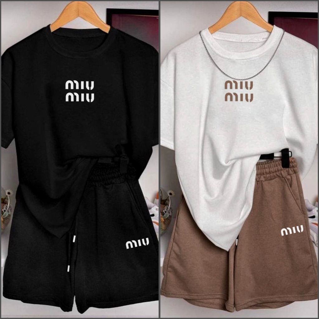 ‼️ Жіночий літній костюм miu mui: футболка шорти. Р. 42-44, 46-48