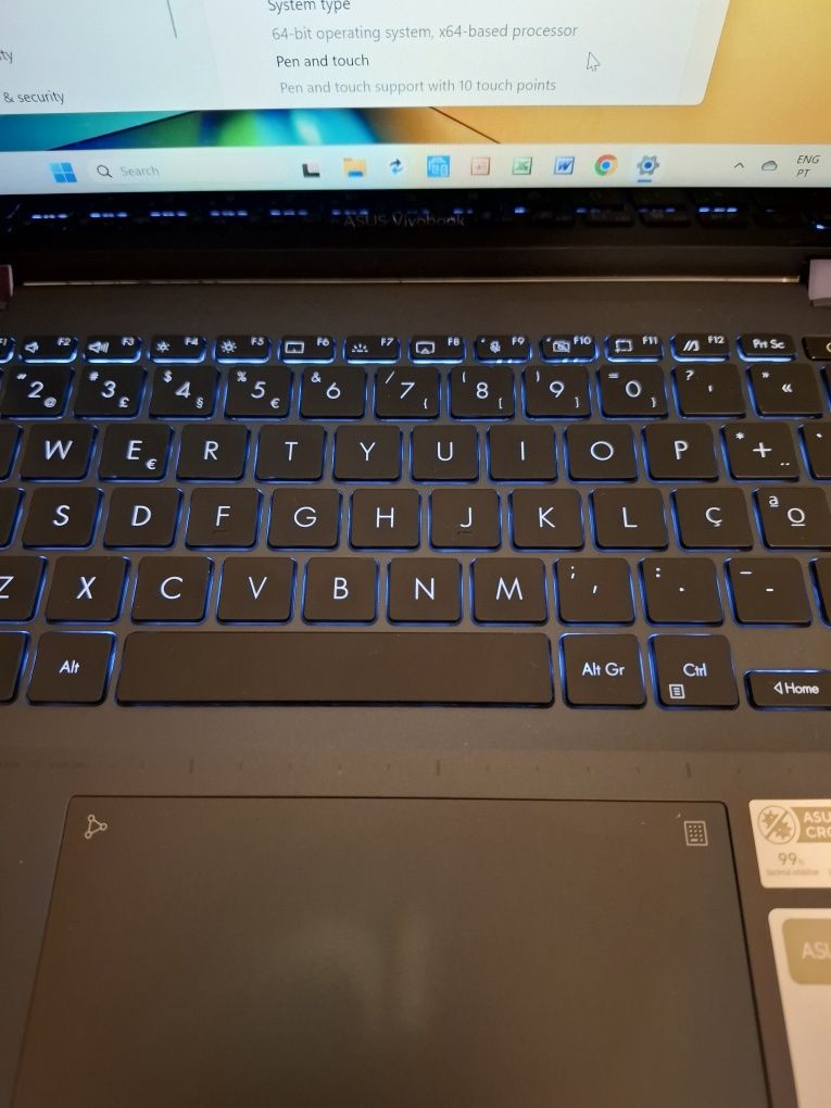 Portátil Híbrido ASUS Ryzen 7 16GB 512GB 14" c/ Caneta
