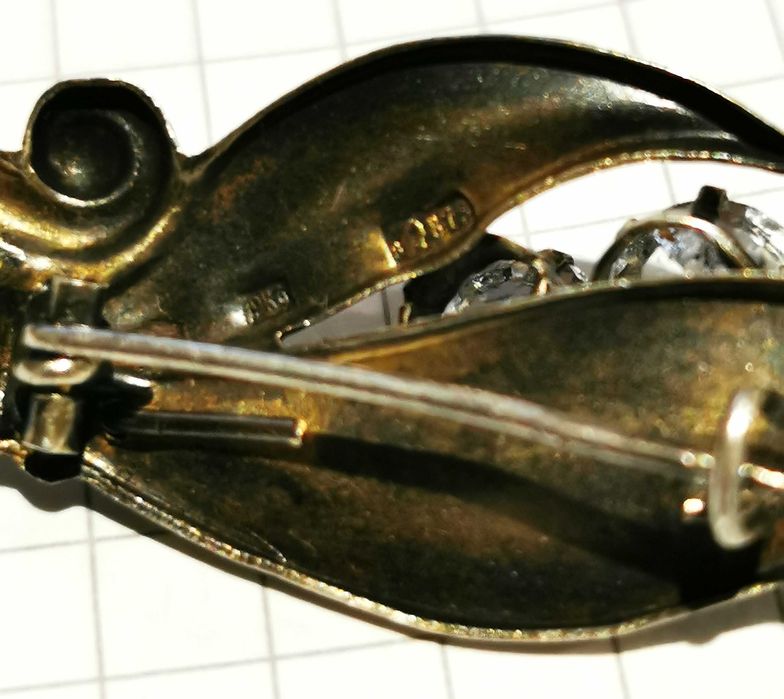 Брошь Ландыши, 875 голова, Горный хрусталь Русская красавица.