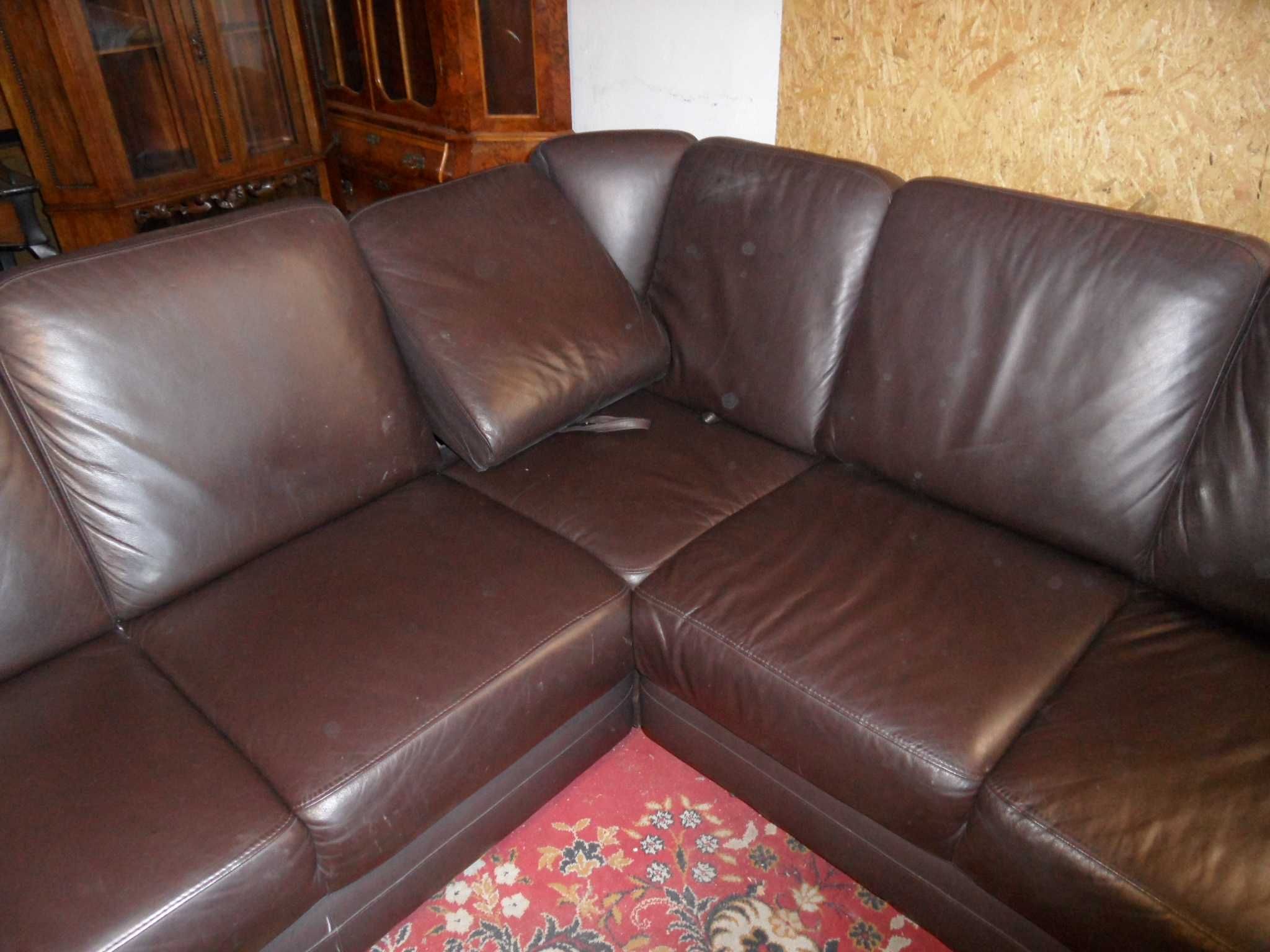 Sofa Narożna z Brązowej  Skóry 230-240cm z Niemiec