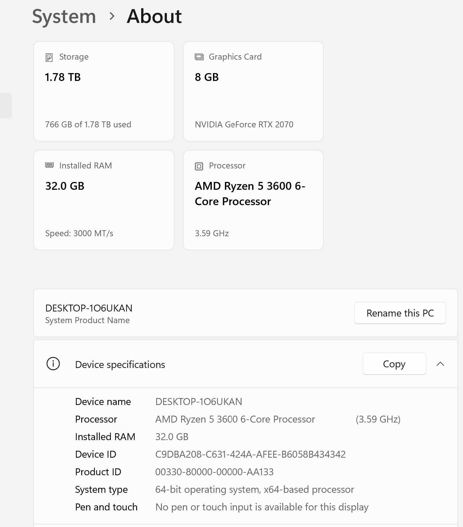 ПК | RTX 2070 8 GB | Ryzen 5 3600 | 32 GB RAM | 1 TB M.2, 1 TB SSD