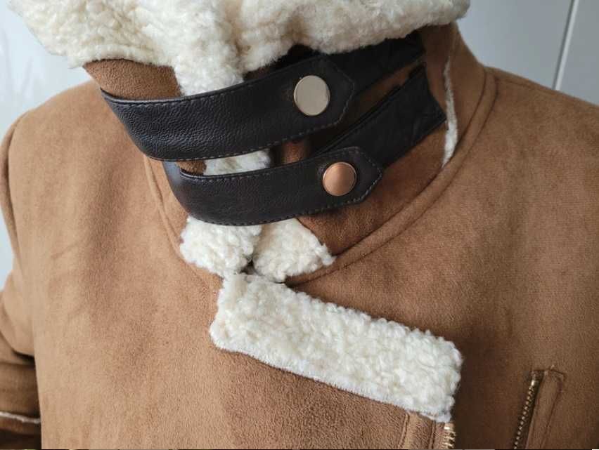 Kożuch brązowy kurtka z kożuszkiem L 40 Primark