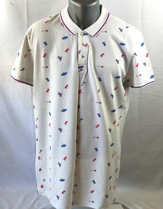 Koszulka polo męska House Biała Print rozmiar L Clothing