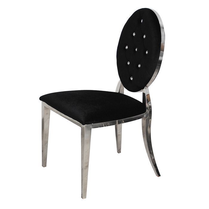 Krzesło Ludwik glamour Black nowoczesne krzesła pikowane kryształkami