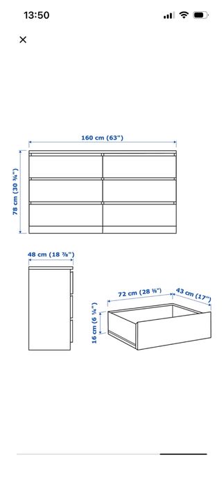 Comoda Ikea MALM c/ 6 gavetas como NOVA