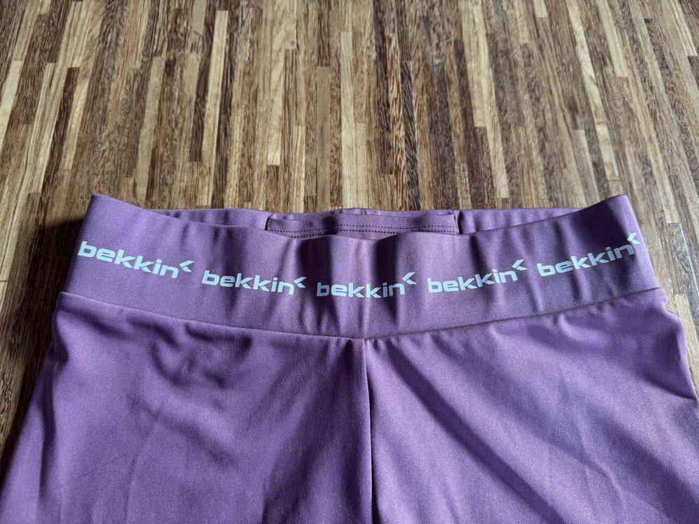 Legginsy sportowe Bekkin jak nowe S-L rôżowe wygodne logowane