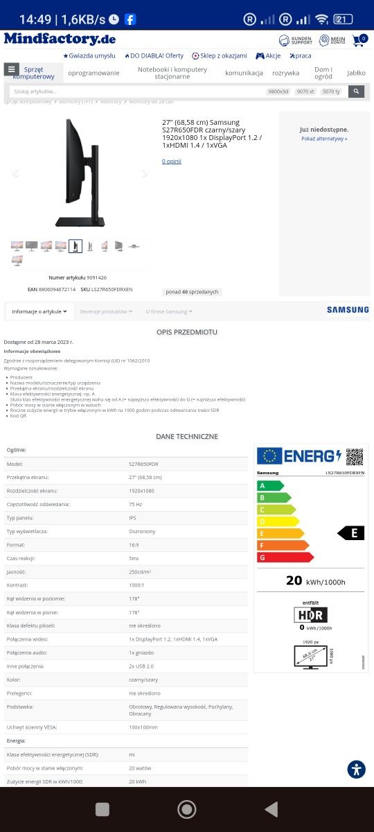 Monitor Samsung 27