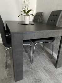 Stół jadalniany z 4 krzesłami szary beton. 90cmX160cm-200cm.