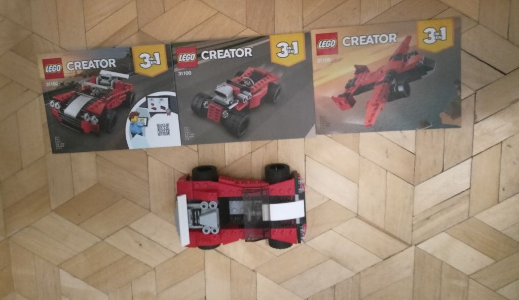 LEGO czerwone auto z pudełkiem
