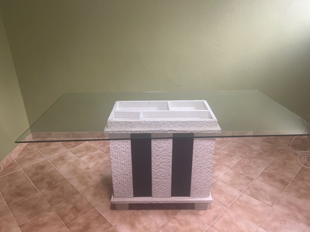 Mesa de jantar barato 180x90 com vidro
