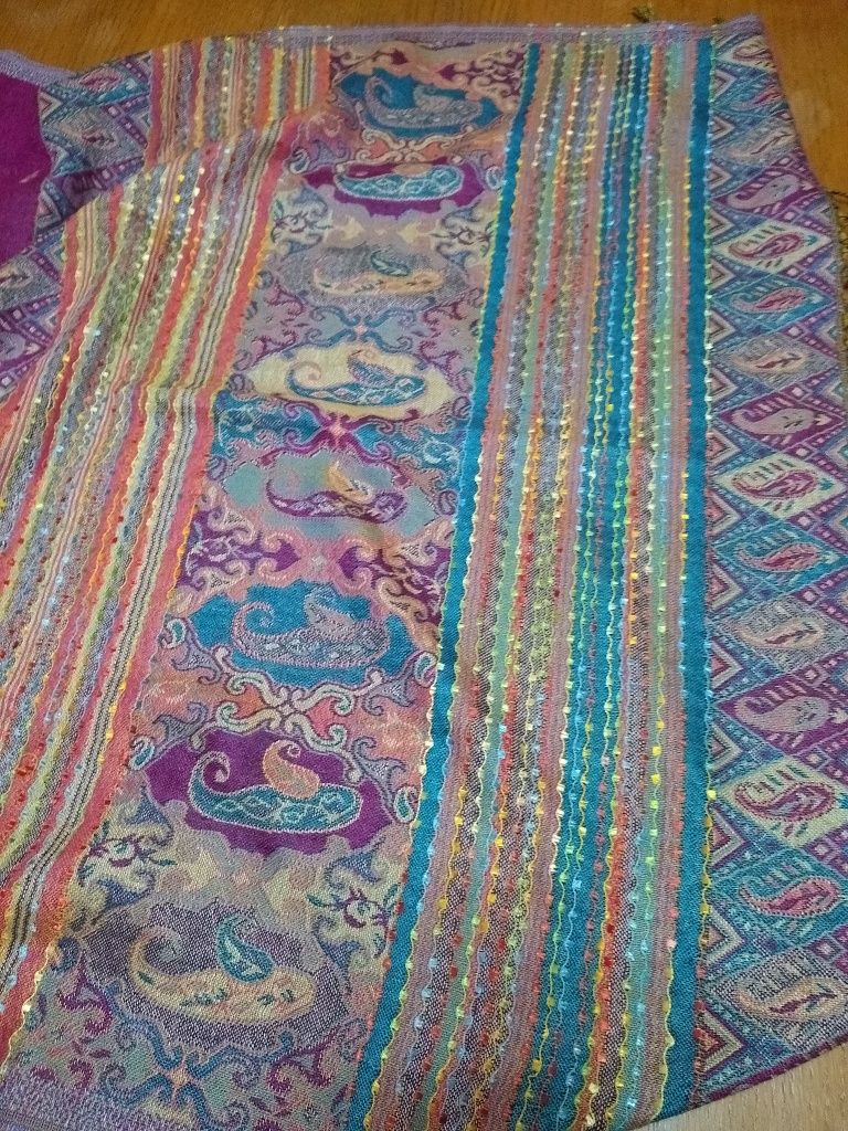 Szal 182x68 wełna z bawełną