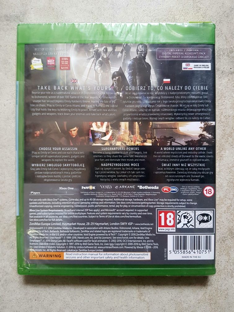 Nowa gra Dishonored 2 PL XboxOne zafoliowana !