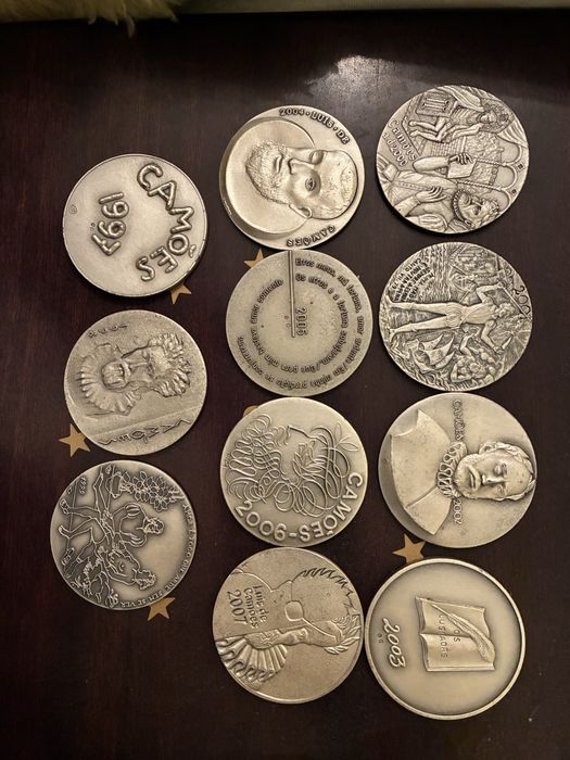 Colecao moedas comemorativas sobre Camoes em prata 925 Camoes