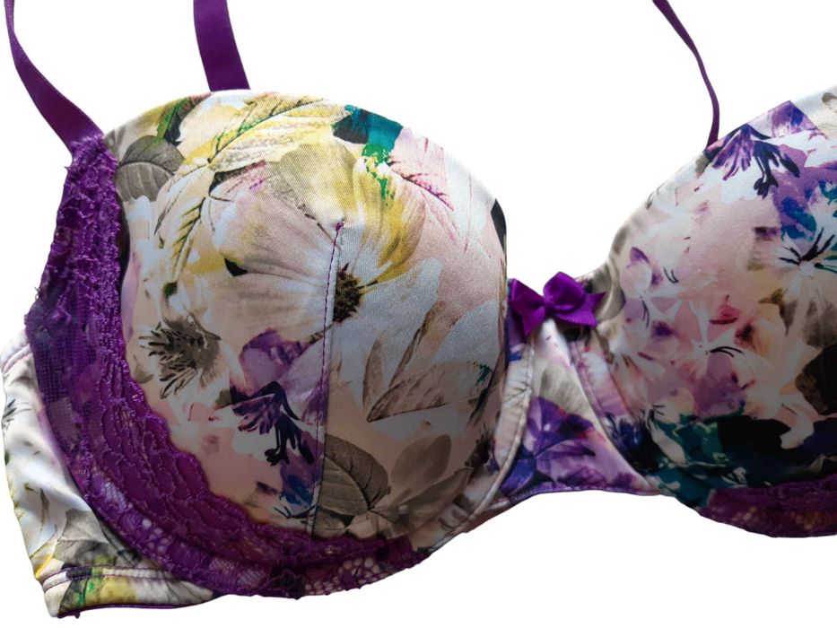 Stanik biustonosz 70C Hunkemöller wzór kwiaty koronka bielizna damska