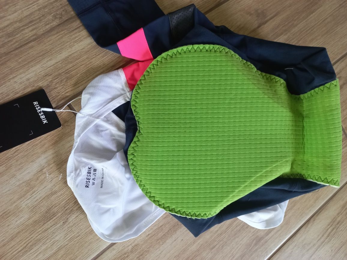 damskie spodnie rowerowe z szelkami -wkładka -rozmiar-S-RISESBIK-Nowe