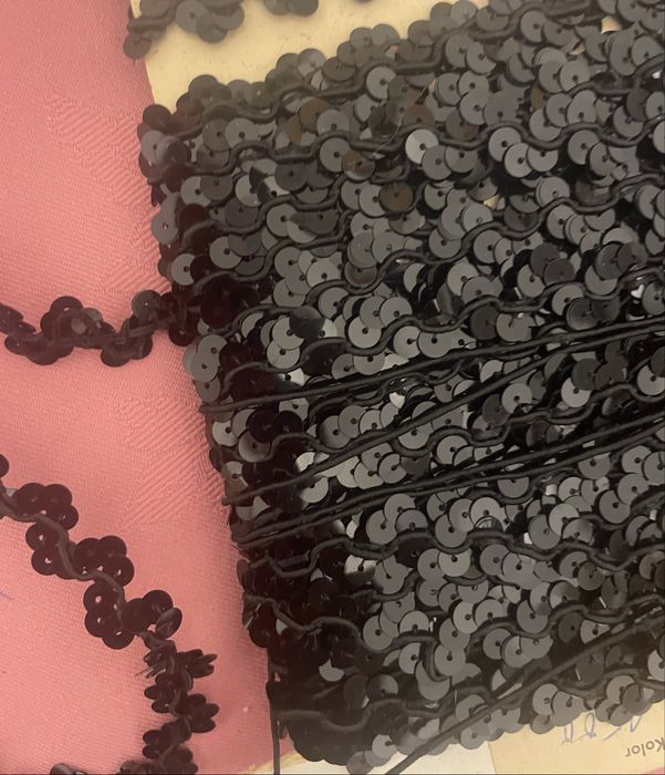 tasma dekoracyjna z czarnych cekinów cena mb