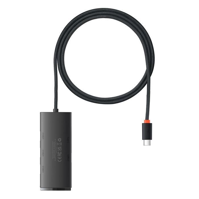 Baseus Lite Series przejściówka HUB USB Typ C - 4x USB 3.0 1m czarny