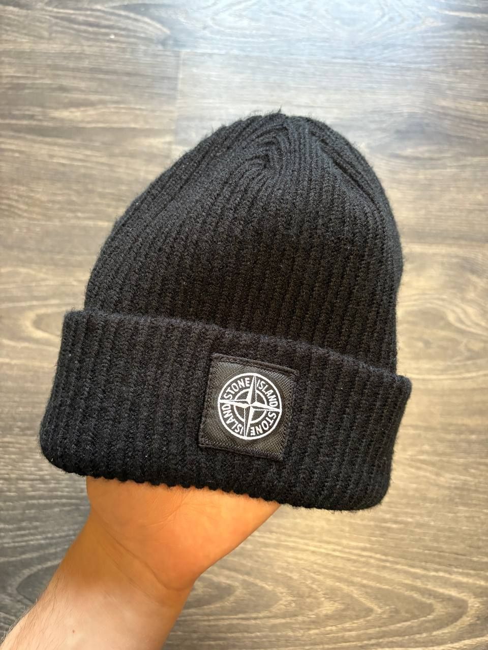 черная шапка Stone island patch program оригинал