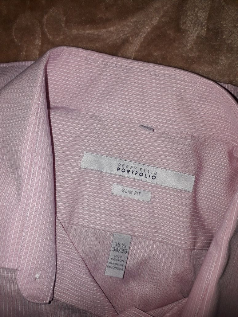 Portfolio Slim Fit koszula różowa paski meska nowa M 38