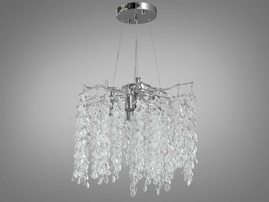 Стильна кришталева люстра "Гліцинія" з алюмінієвими елементами, 6 ламп