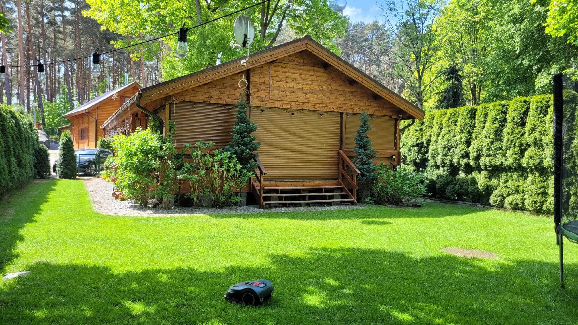 Całoroczny dom z bali nad jeziorem Niesłysz, Niesulice ogród, plaża