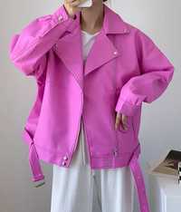 Куртка косуха розовая, оверсайз