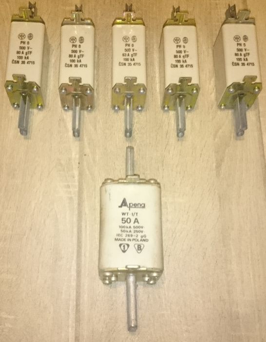 Bezpiecznik mocy przemysłowe 6 szt PRL