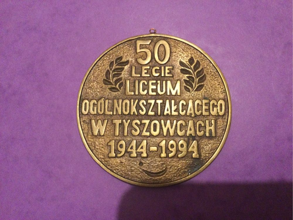 Medal,Tyszowce,50 lecie Liceum,brąz ,mosiadz,plakieta,ryngraf,rzezba