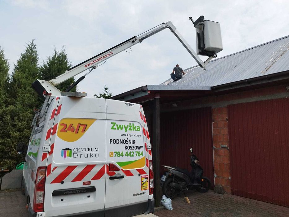 Podnośnik Koszowy Zwyżka Wynajem mycie elewacji wycinka drzew Montaż