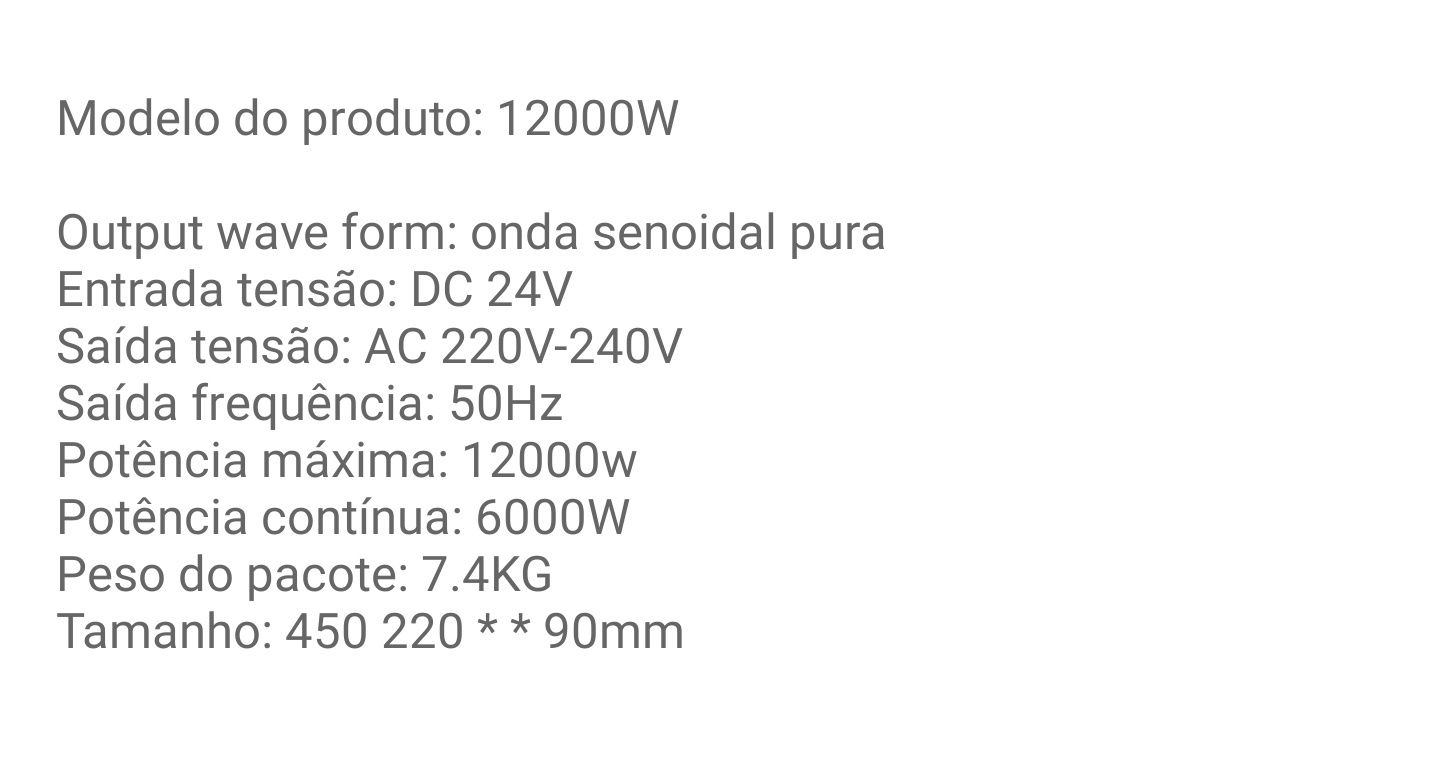 Inversor para caminhão 12000