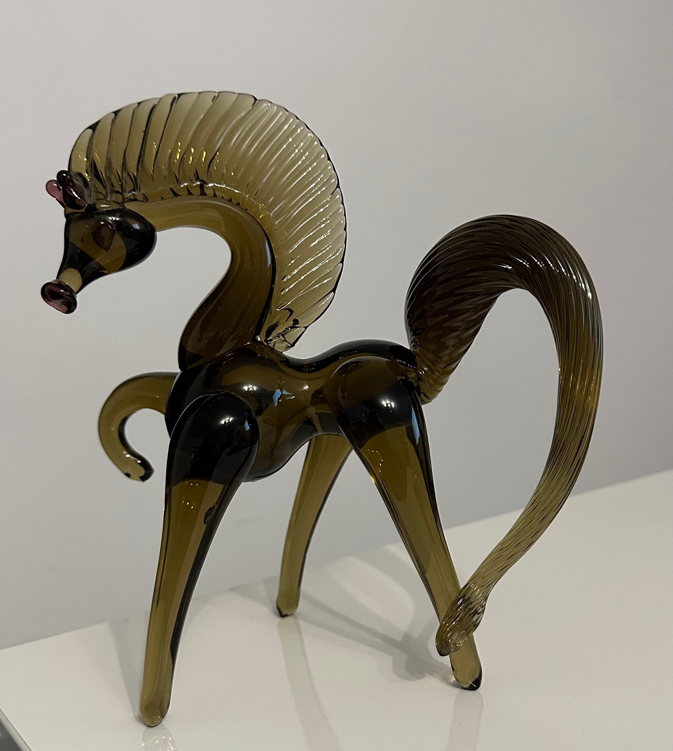 Koń Murano konik kolorowe szkło figurka prl 22 cm