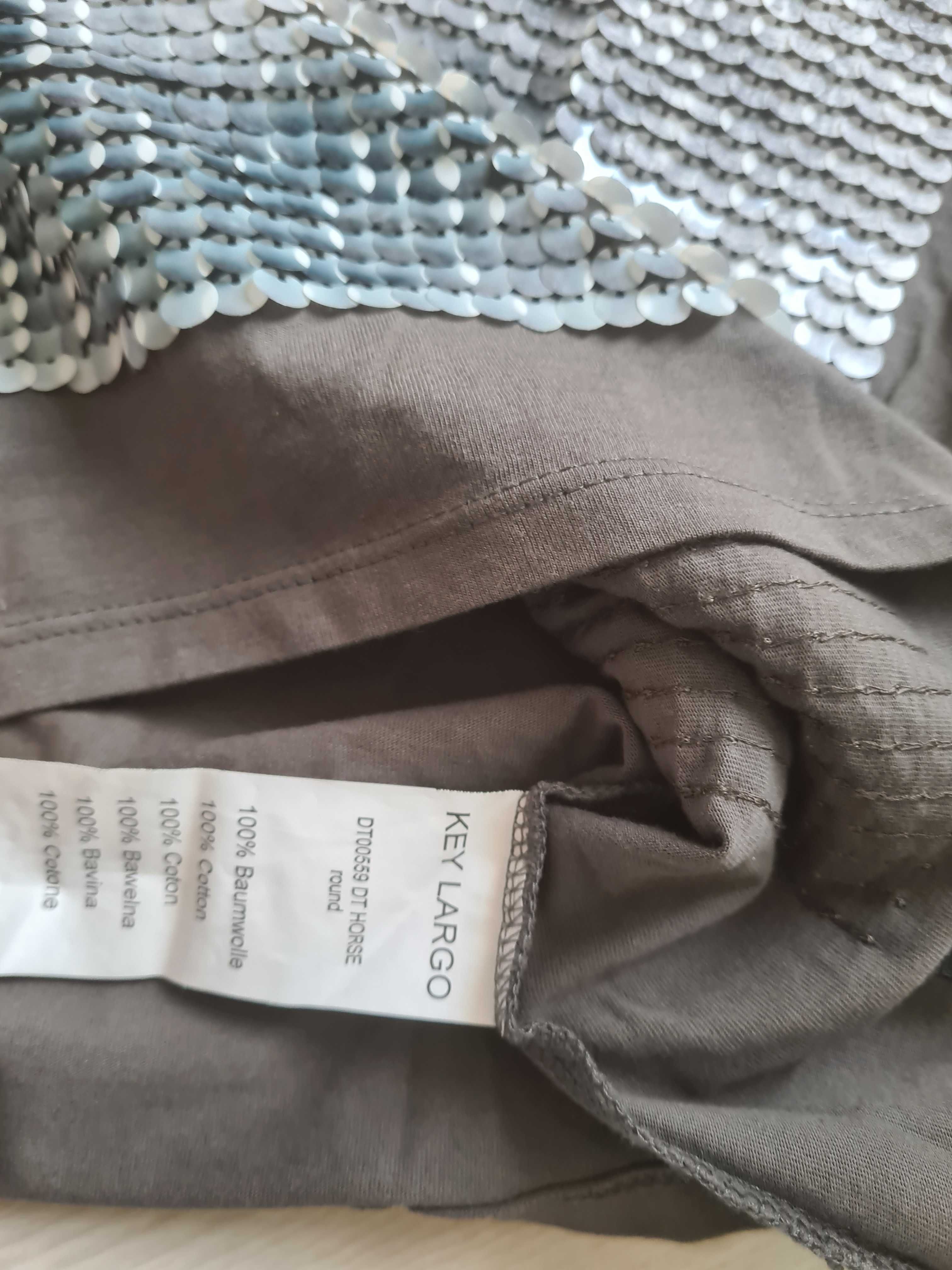 Bluzka cekiny top xs koń koszulka t-shirt szara z koniem
